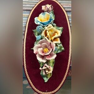 Italian Capo Di Monte Bone China  Wall Art on Velvet